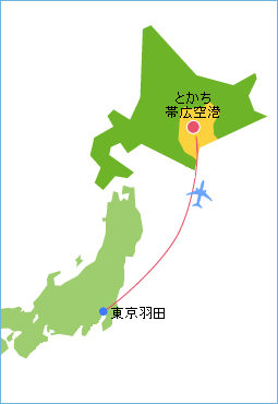 東京羽田空港、名古屋小牧空港、大阪伊丹空港からとかち帯広空港へ